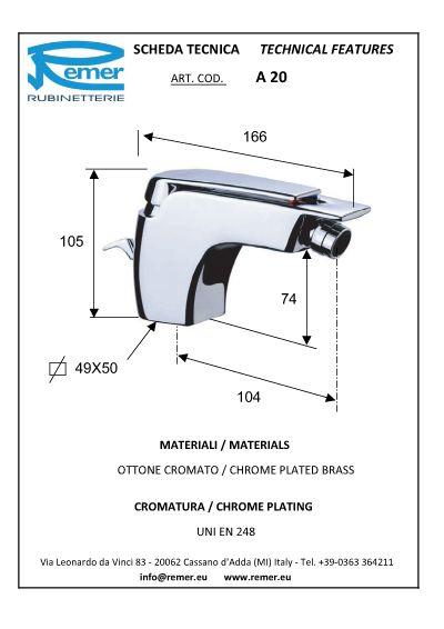 Baterie pentru bideu verticala cu supapa ATMOS 20  REMER