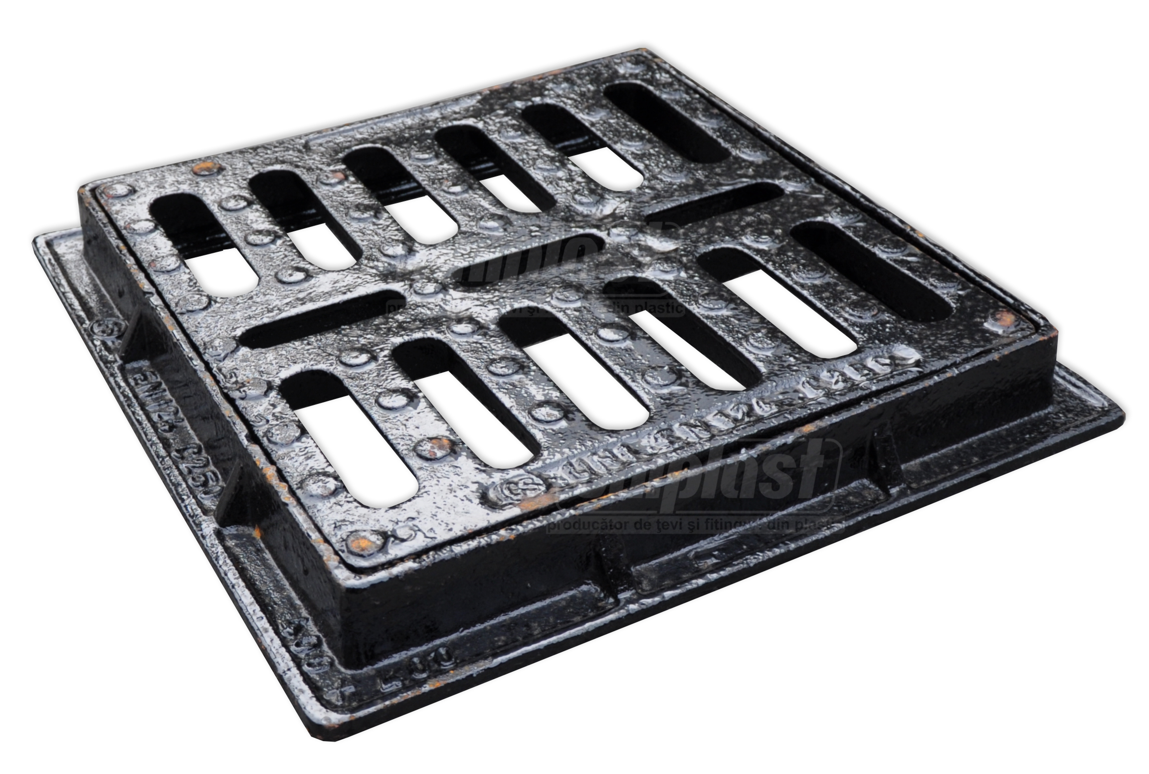 Решетка c рамой чугунная канализационная 335x335 мм EN124 C250 (400x400x45 мм) 14 кг (решетка съемная)