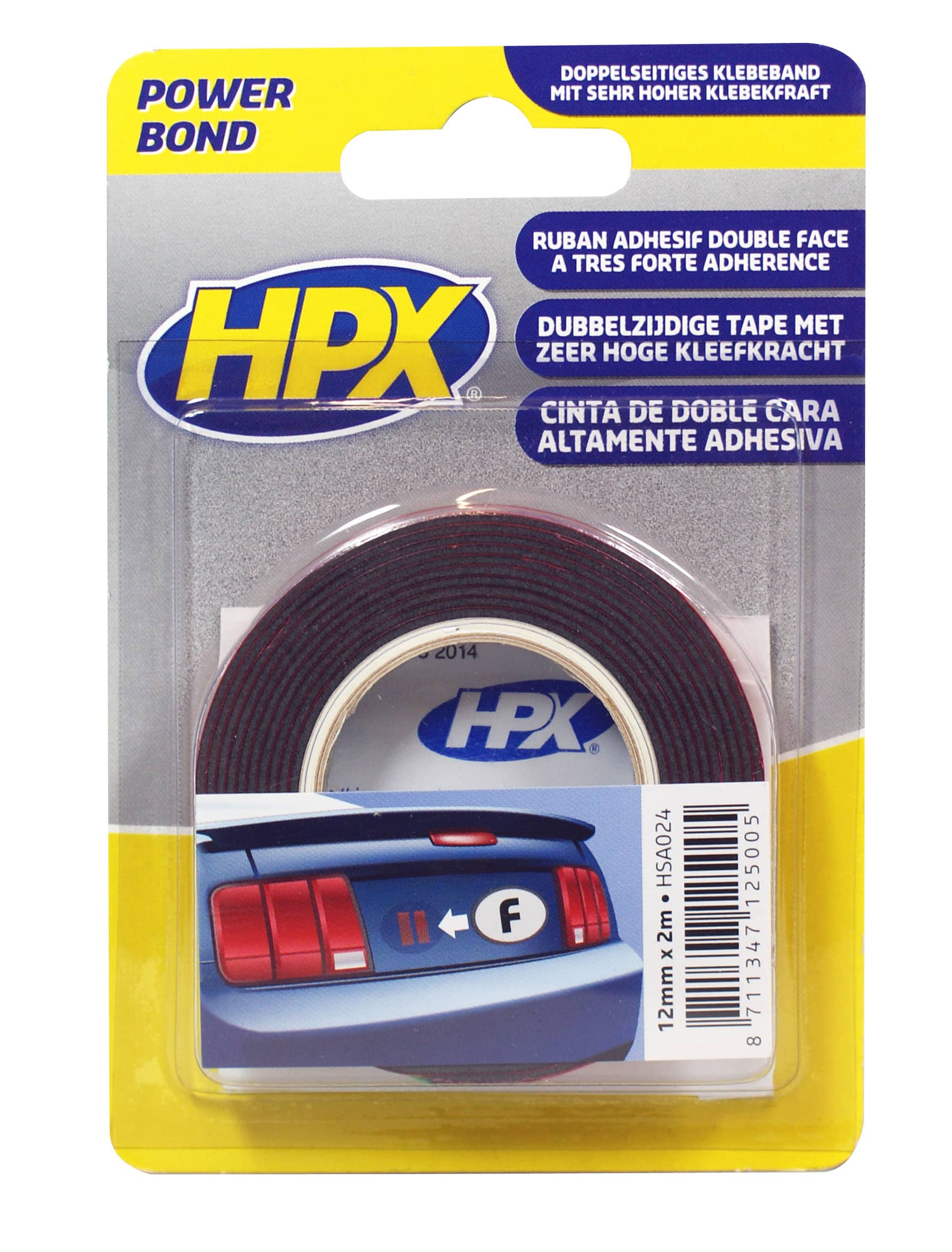 Banda dublu adeziva (neagra) 12 mm x 2 m HPX