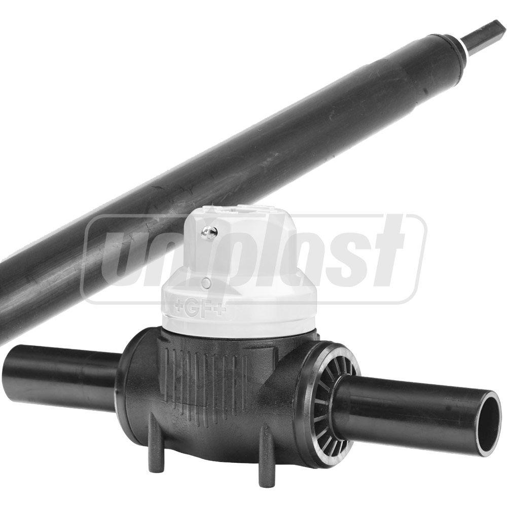 Vana PEHD cu tija telescopica Stop-Offvalve Poly PE100 D.160 10 bar Gas / 16 bar Water +GF+