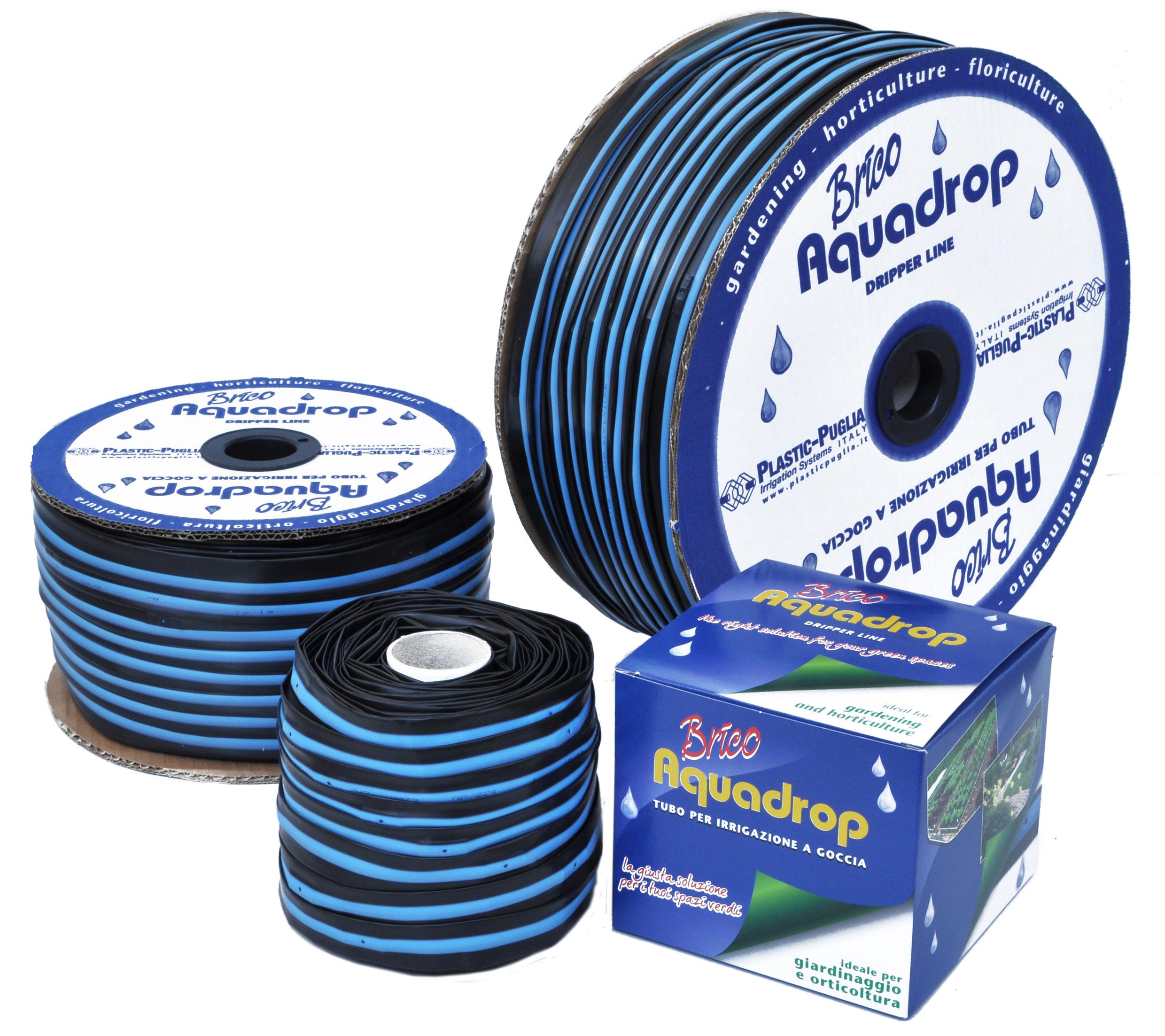 Banda pentru irigatii prin picurare D. 16 mm, 6 mil, 20 cm, 0.8 bar, 1.3 LPH Aquadrop/Dropline  PLASTIC-PUGLIA L=3000 m