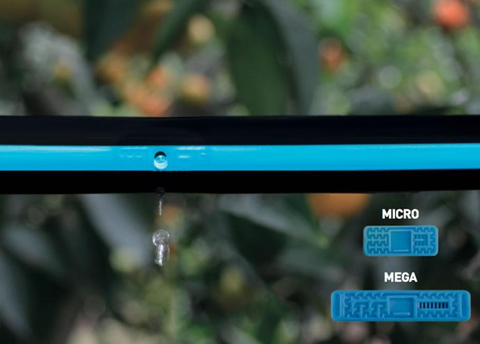 Banda pentru irigatii prin picurare D. 16 mm, 6 mil, 20 cm, 0.8 bar, 1.3 LPH Aquadrop/Dropline  PLASTIC-PUGLIA L=3000 m