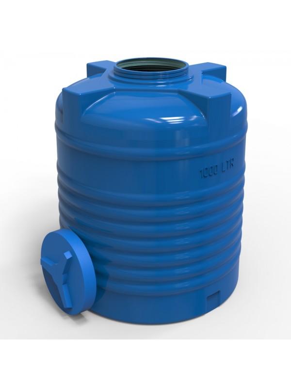 Емкость 1000 л вертикальная, овальная (синяя) + штуцер D. 1/2", усиленная 110x130 см (112x132 см)