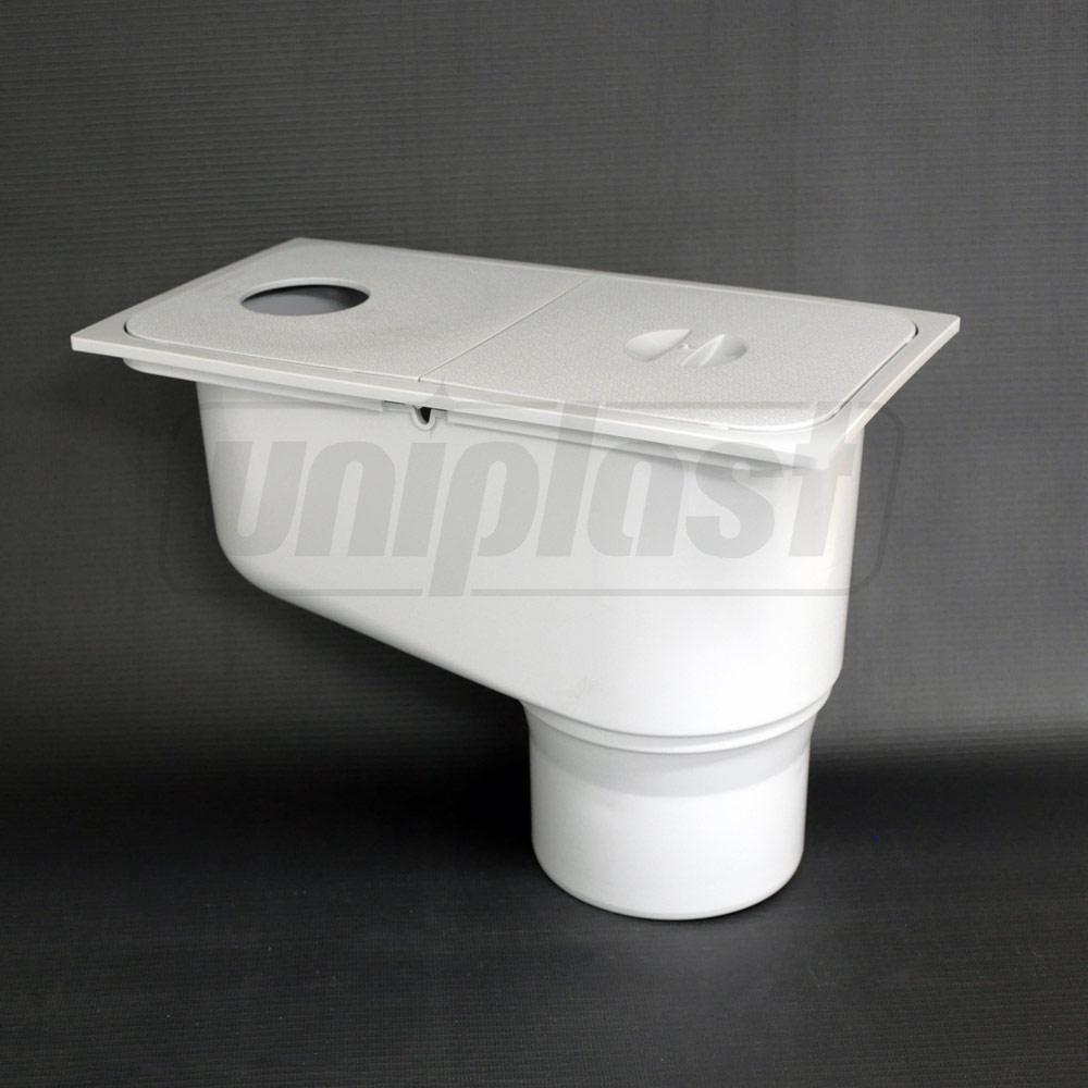 Дождеприемник для желоба вертикальный с крышкой (серый) Art. 1820  ZMM MAXPOL