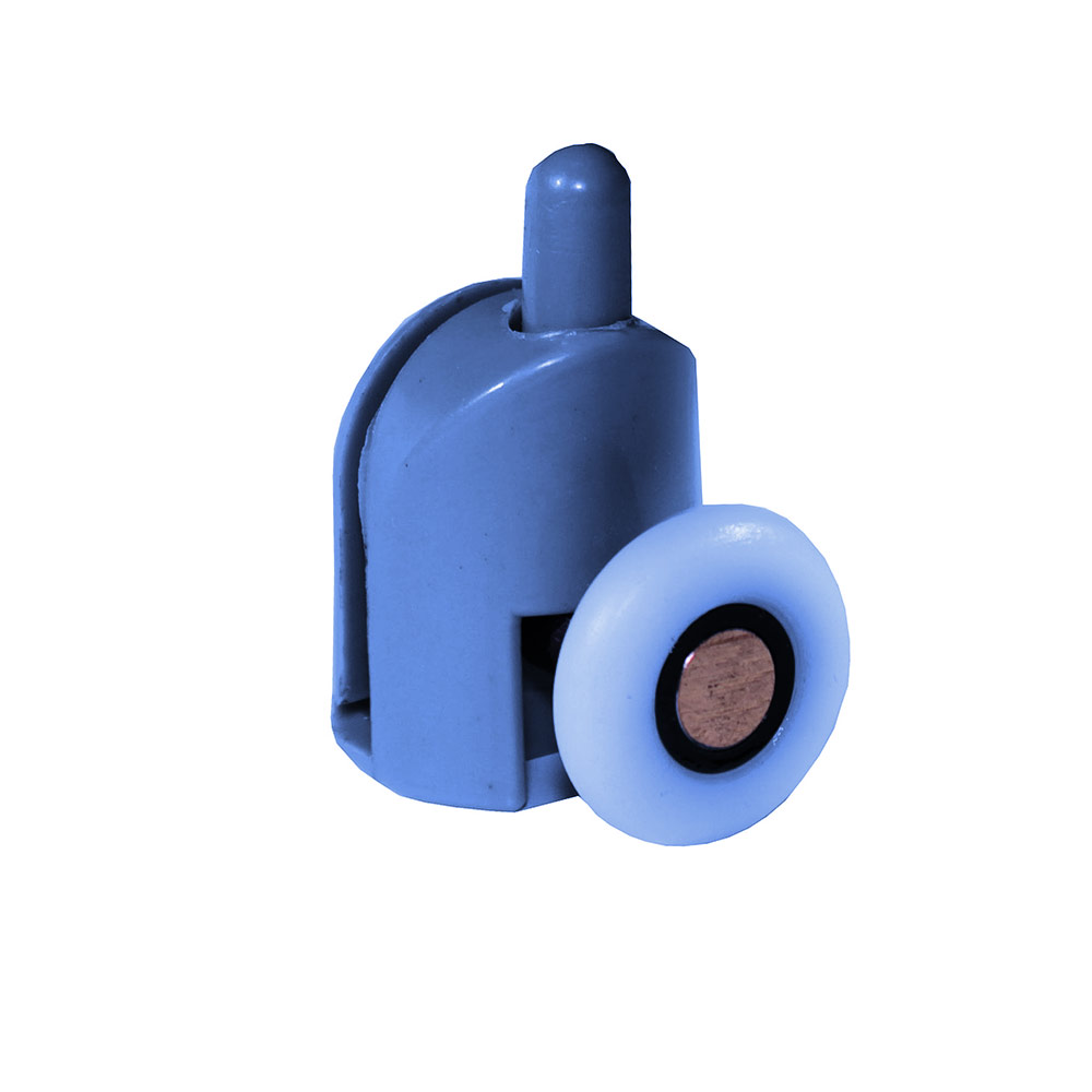 Ролик для душевой кабины одинарный с амортизатором (синий)