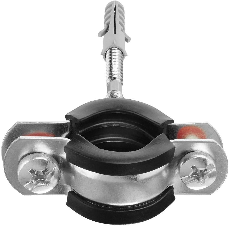 Colier metalic pentru teava cu garnitura din cauciuc si diblu (set) D. 32 mm - 1.1/4" (38-43 mm) M8 PM