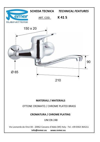 Baterie lavoar perete KISS 41  REMER