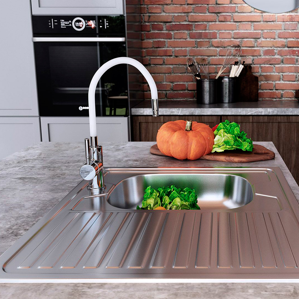 Baterie chiuveta plus, piulita (pipa mobila) (alba) ZUMBA BZA4W FERRO