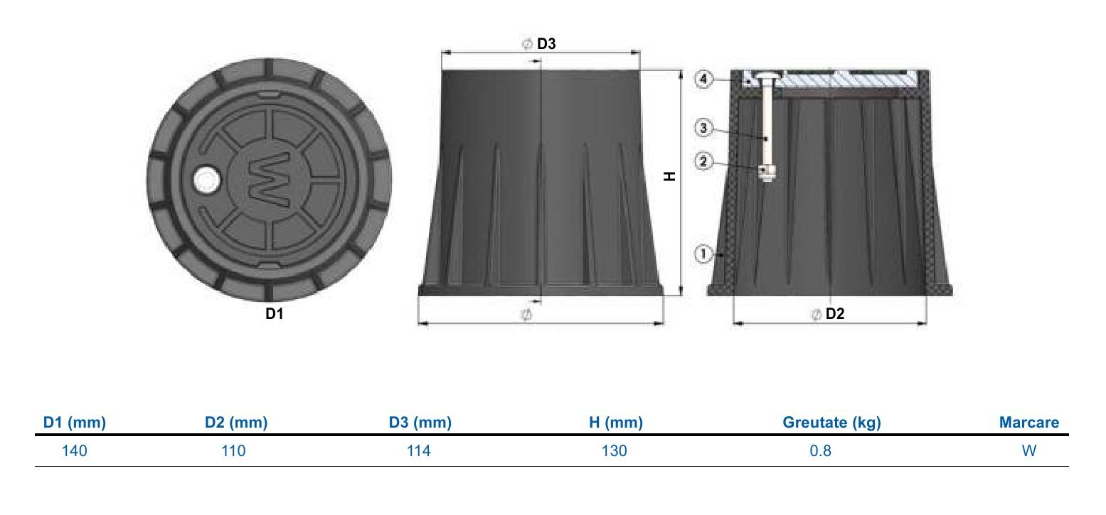 Cutie carosabila stradala de protectie vane concesie D.140/110 H=130 mm EN124 B125 WATО