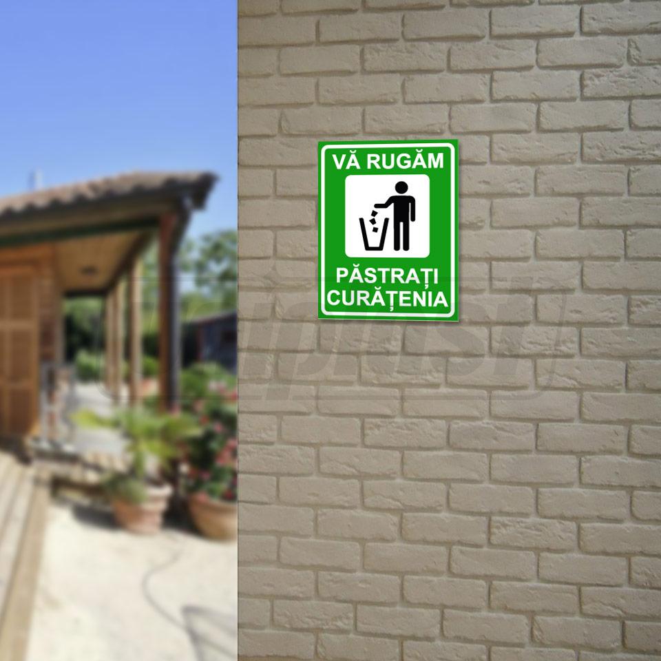 Табличка информационная "PASTRATI CURATENIA" Оракал + Композит 26 x 20 см