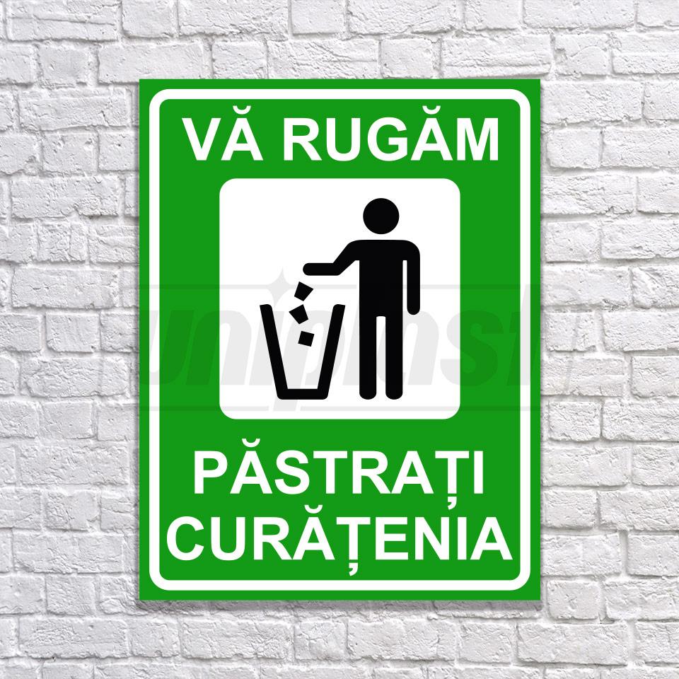 Табличка информационная "PASTRATI CURATENIA" Оракал + Композит 26 x 20 см
