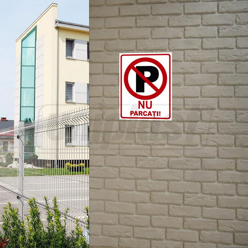 Indicator de avertizare "NU PARCATI" Autocolant + Dibond 26 x 20 cm