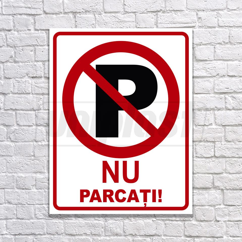 Indicator de avertizare "NU PARCATI" Autocolant + Dibond 26 x 20 cm