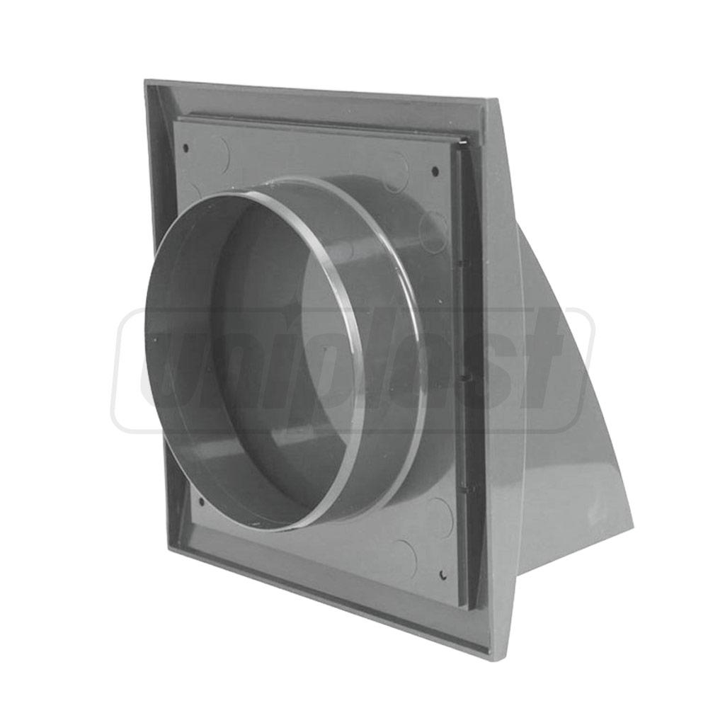 Grila plastic exterior cu supapa 150 x 150 mm cu flansa D.100 (gri) ND10FVP  EUROPLAST