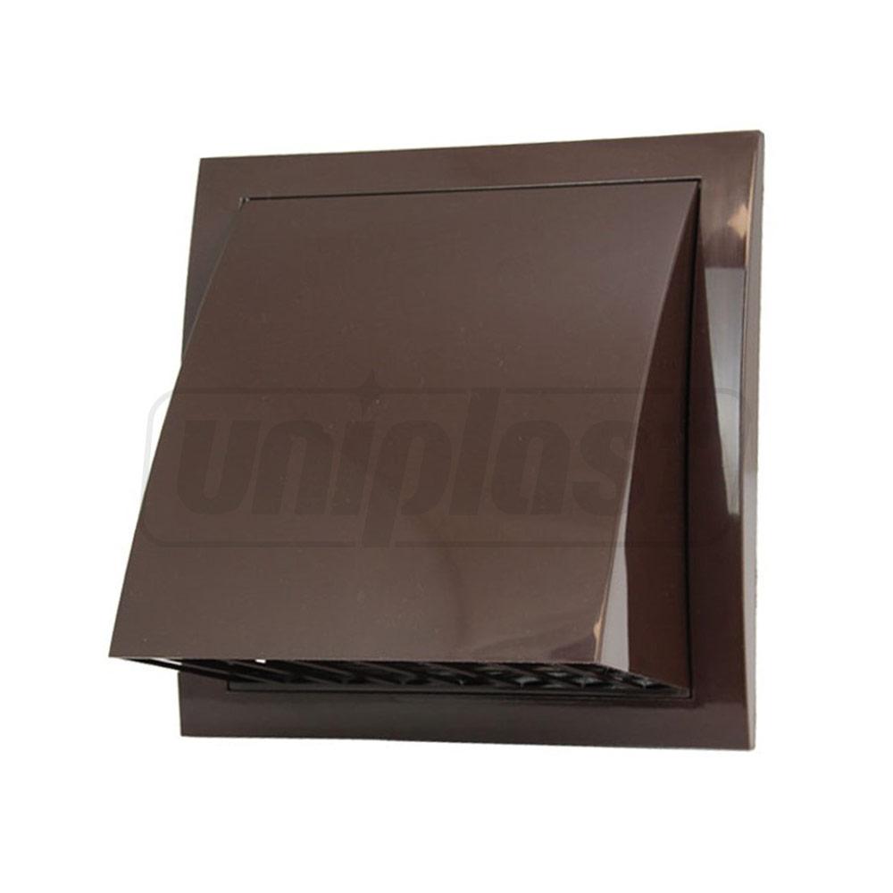 Grila plastic exterior cu supapa 190 x 190 mm cu flansa D.125 (maro) ND12FVB  EUROPLAST