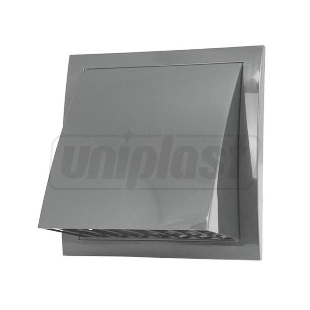 Grila plastic exterior cu supapa 190 x 190 mm cu flansa D.125 (gri) ND12FVP  EUROPLAST