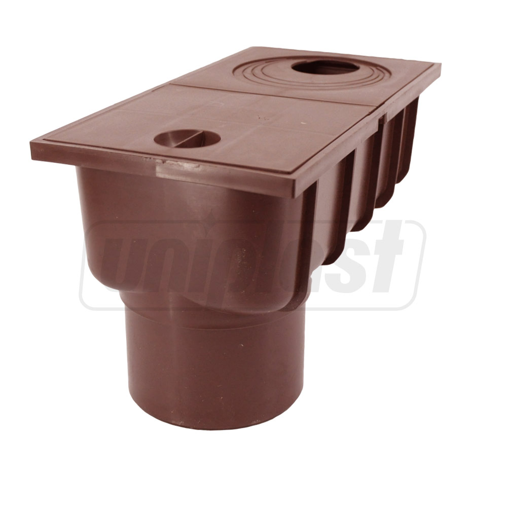 Дождеприемник для желоба вертикальный с крышкой (коричневый) PL