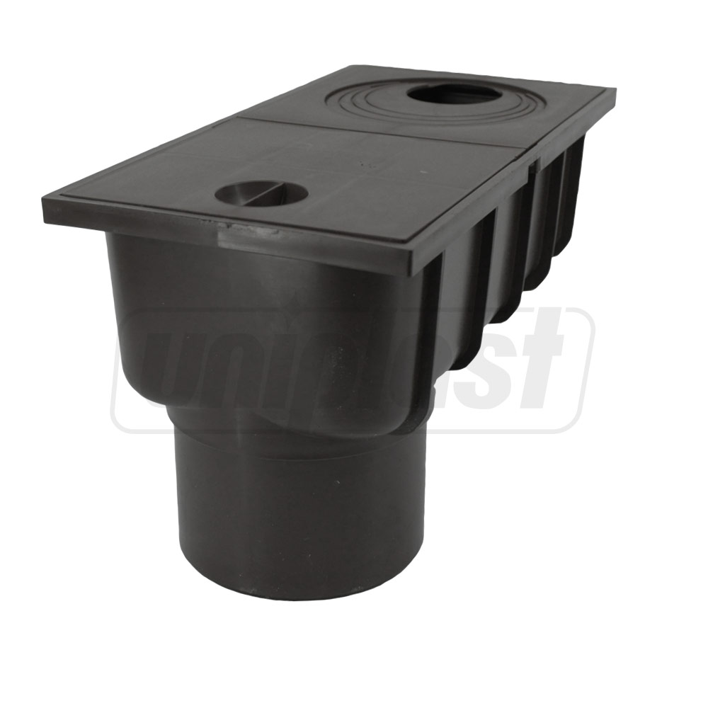 Camin pluvial PP cu capac, iesire verticala (negru) PL