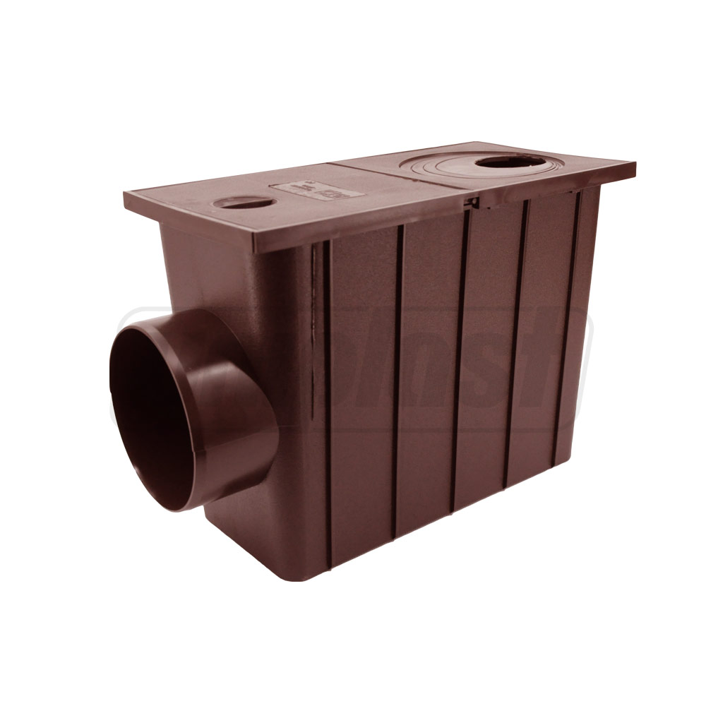 Дождеприемник для желоба горизонтальный с крышкой (серый) PL