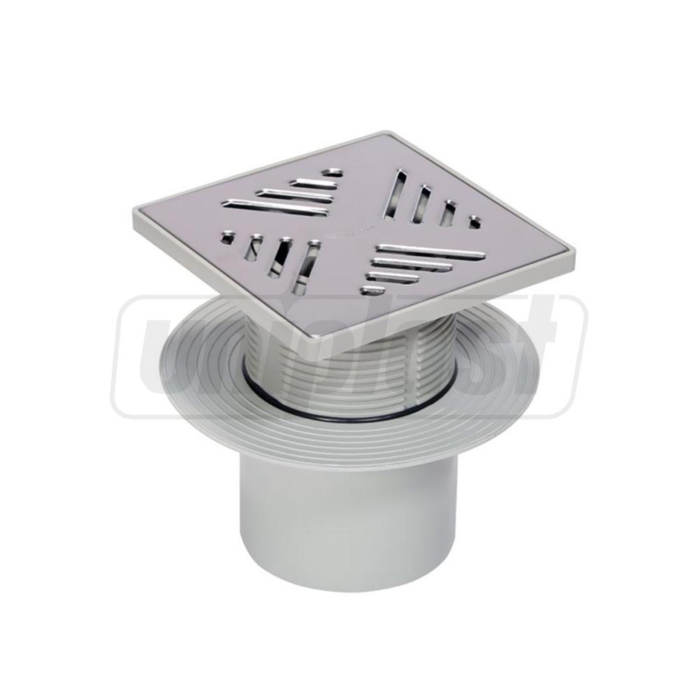 Sifon de pardoseala PP D.110 vertical (gri) cu grila inox (150 x 150 mm) reglabil ROTATING CAP  VISAM