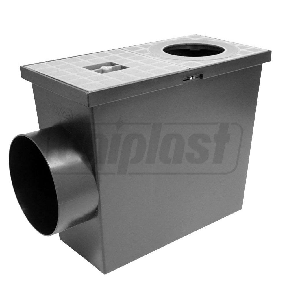 Дождеприемник для желоба горизонтальный с крышкой (серый) Art. 1805  ZMM MAXPOL