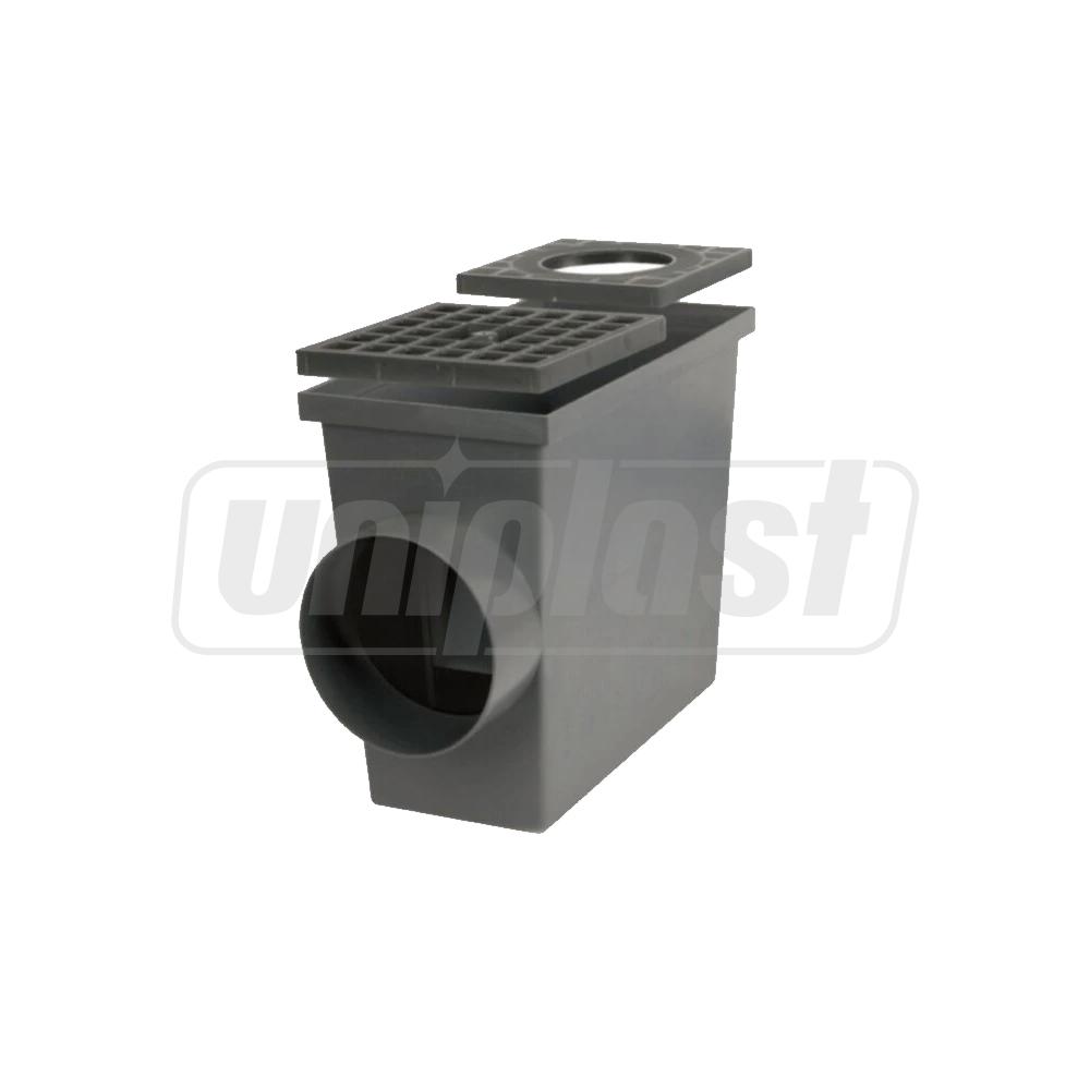 Дождеприемник для желоба горизонтальный с решеткой (серый) Art. 1810  ZMM MAXPOL