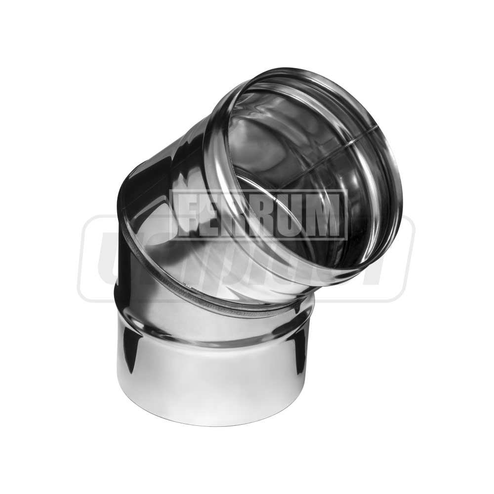 Отвод дымохода D.150 x 45° 0.5 мм  FERRUM