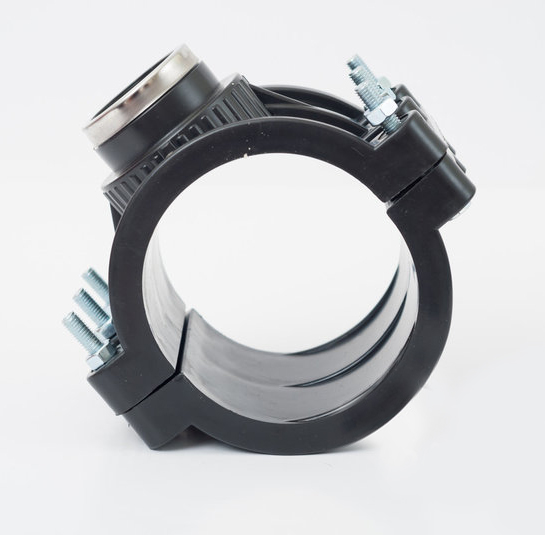 Piesa bransare teava PEHD D.125 x 3" / 10 A cu 6 suruburi, cu inel (reinfor.) SAB