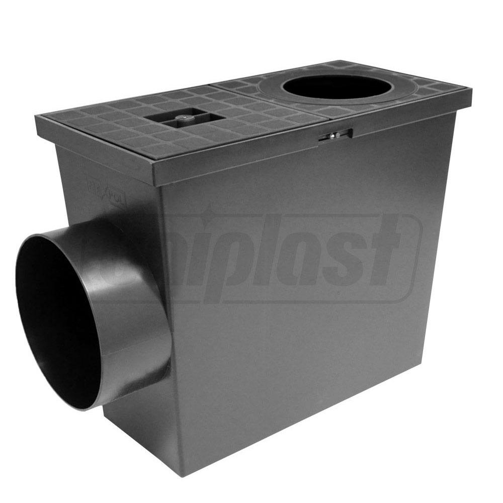 Camin pluvial PP cu capac, iesire orizontala (negru) Art. 1802  ZMM MAXPOL