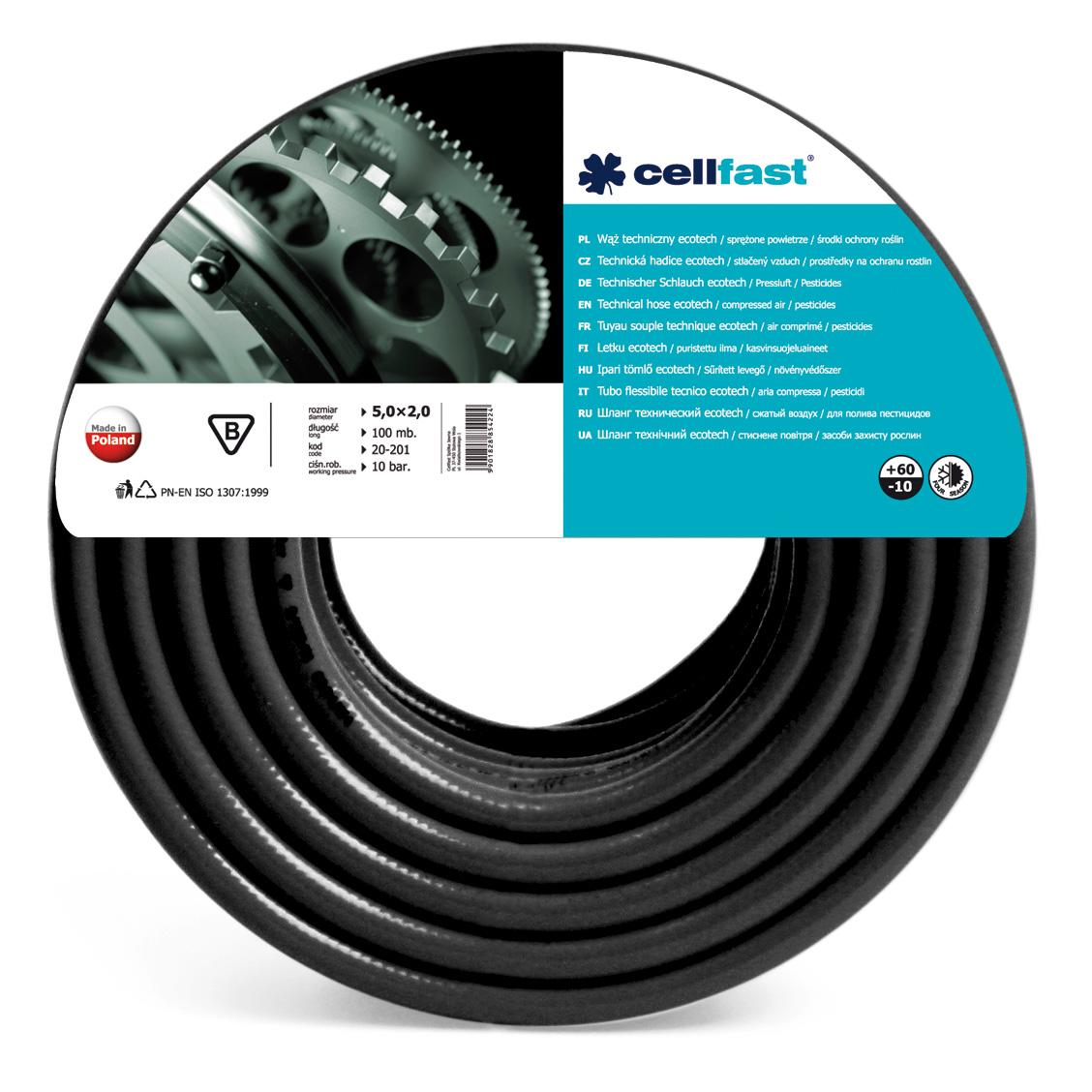 Шланг ECOTECH технический D. 6x2.5 PN10 (черный)  CELLFAST