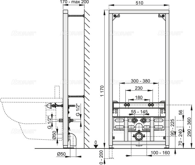 Rama pentru bideu A105 / 1200  ALCAPLAST