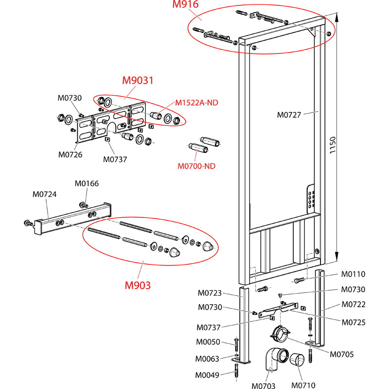 Rama pentru bideu A105 / 1200  ALCAPLAST