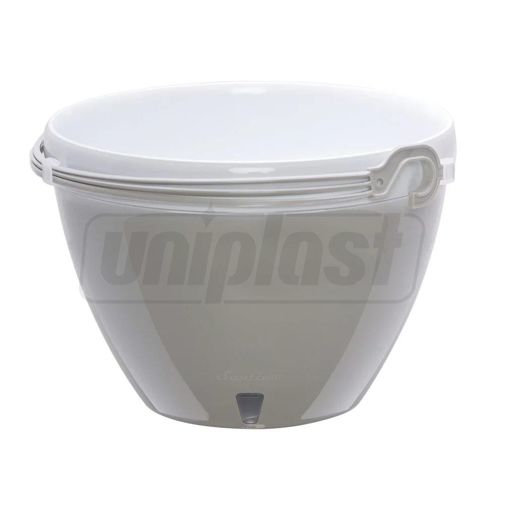 Ghiveci suspendat VISTA 3.8 L cu agatatoare in set (gri-alb)