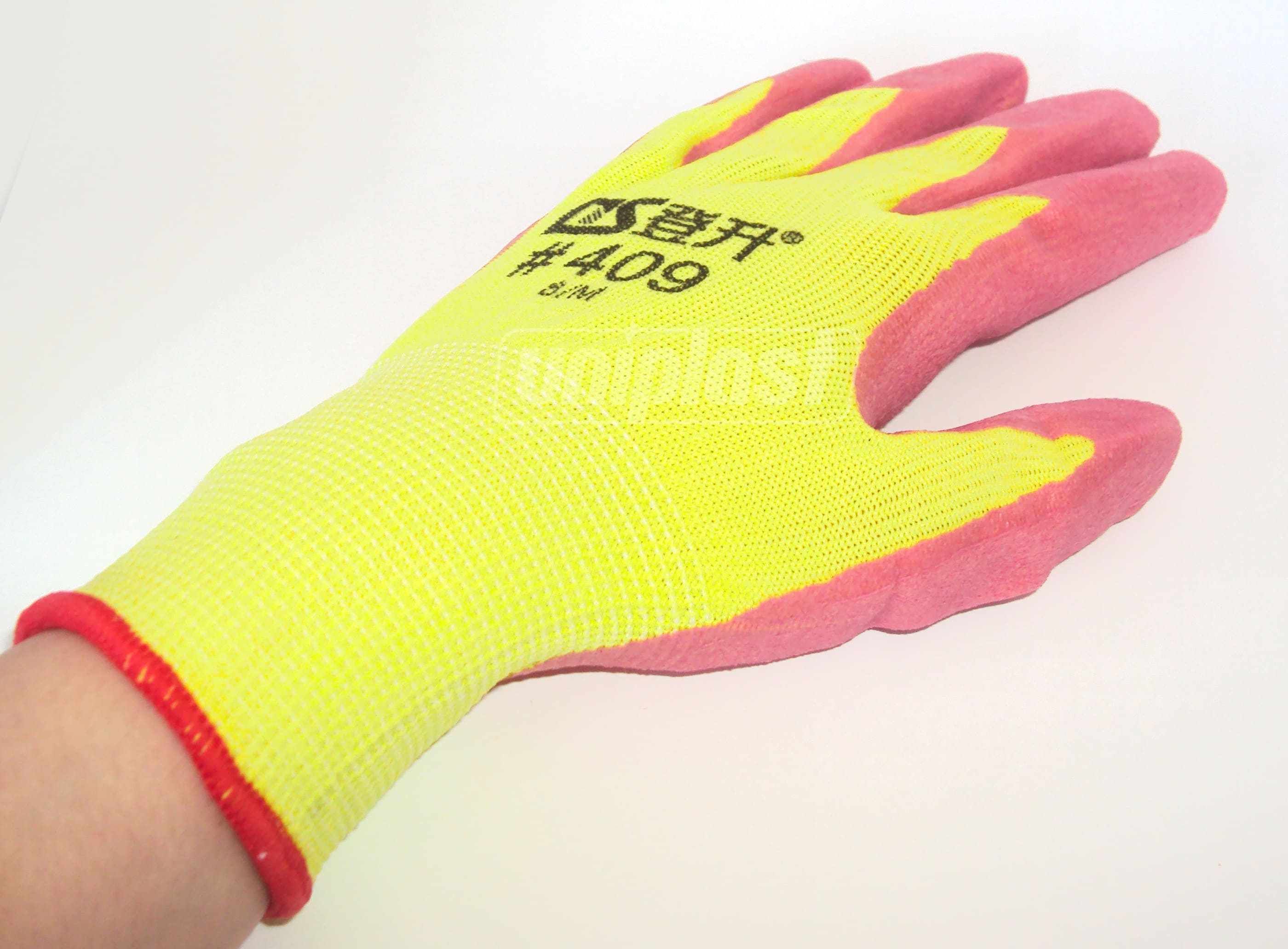 Перчатки с латексным покрытием Art. U409 (розовый/зеленый) (M/8)