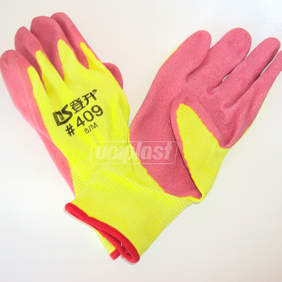 Перчатки с латексным покрытием Art. U409 (розовый/зеленый) (M/8)