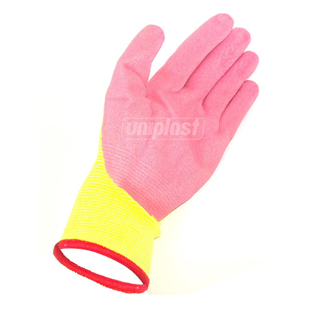 Перчатки с латексным покрытием Art. U409 (розовый/зеленый) (M/8)