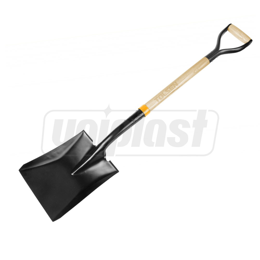 Lopata din otel carbon cu coada si V-maner din lemn (235/280/1020 mm, 1 kg)  TOLSEN