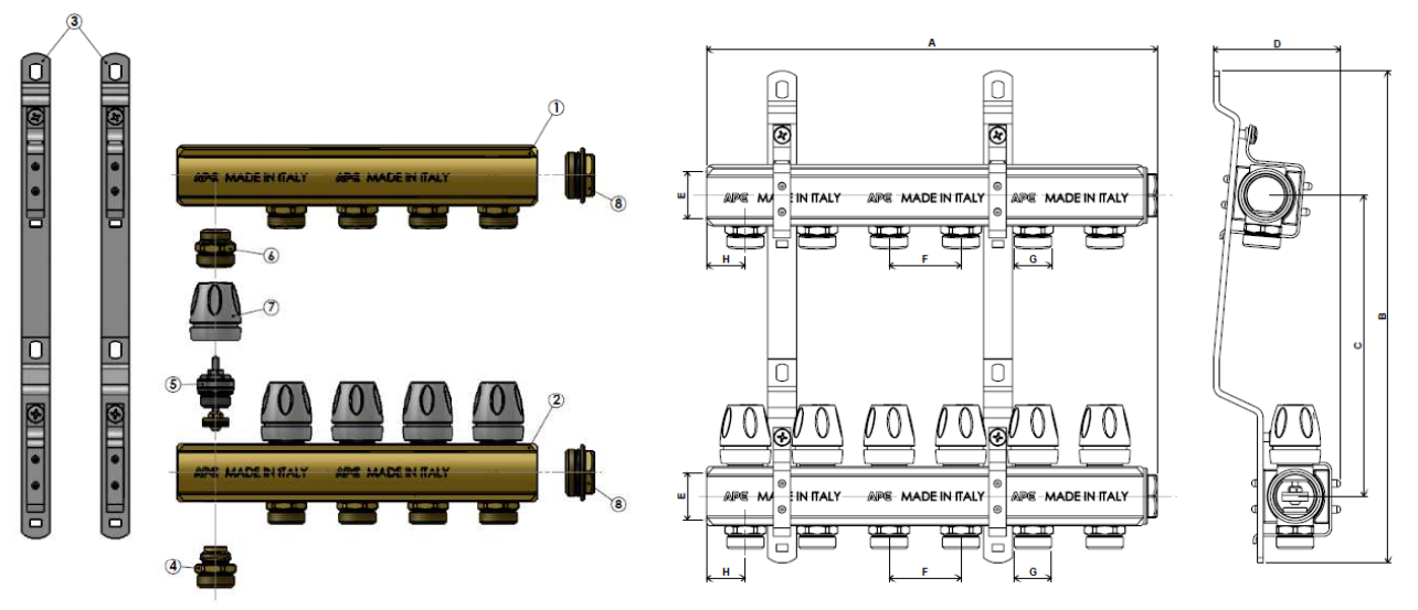 Distribuitor complet D. 1" FI/FI x 3/4" FE 10 cai 920  APE