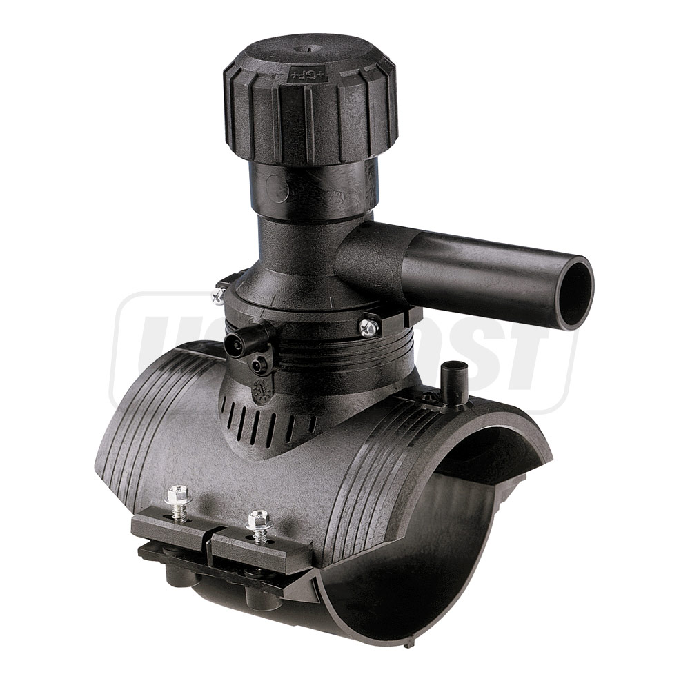 Седловой тройник e/f D.110 x 63 Duo-Bloc PE100 SDR11  +GF+