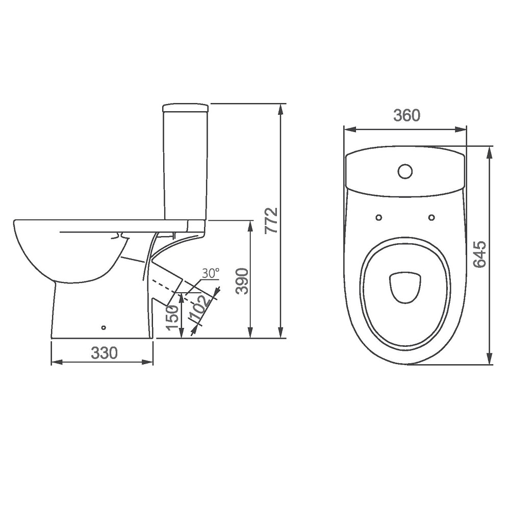 Compact 3-6 L cu alimentare inferioara Status, cu capac, evacuare dreapta  COLOMBO