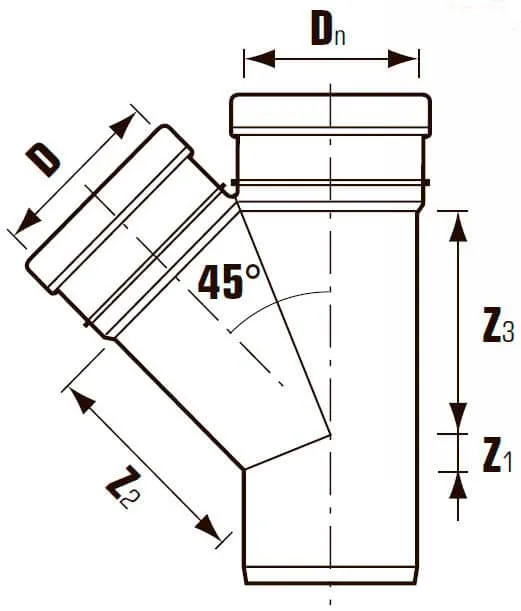 Ramificatie PVC D.200 x 200 / 45° EL