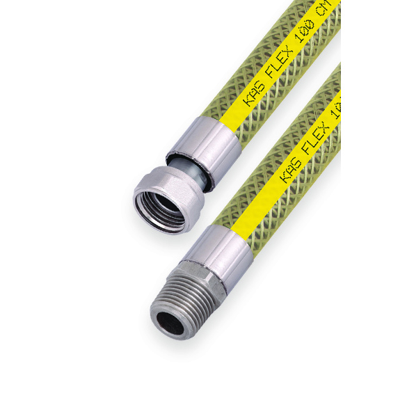 Furtun pentru gaz D. 1/2" FE/FI L=200 cm inox cu folie-protectie PVC  KAS