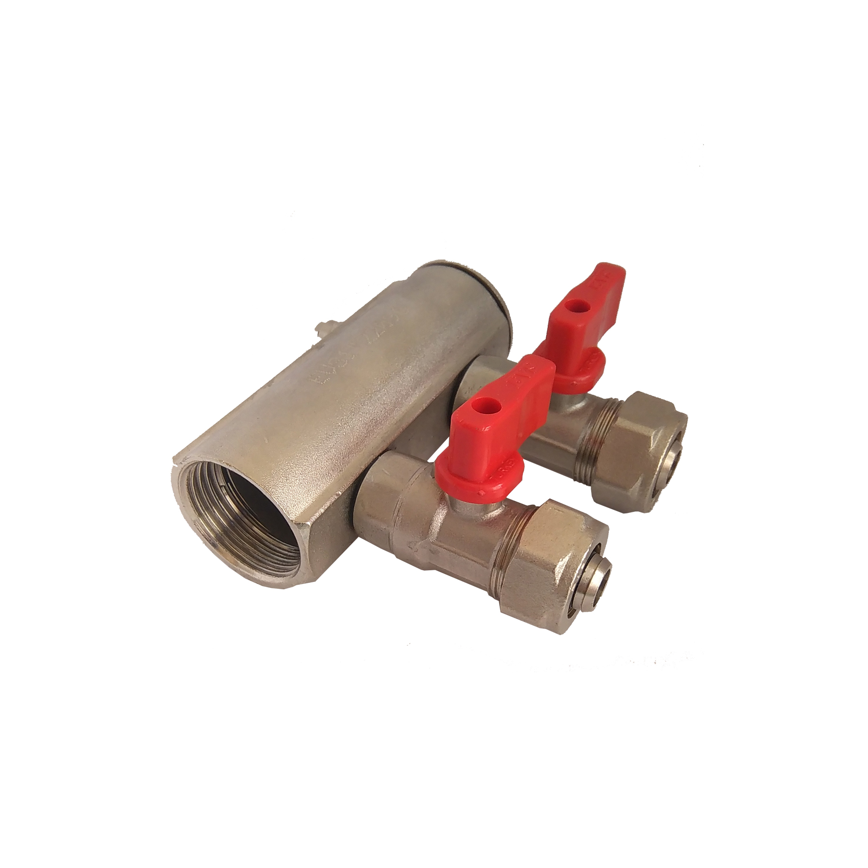 Distribuitor D. 1" FI/FI x 16 PEX  2 cai (robinet bila)  EVS