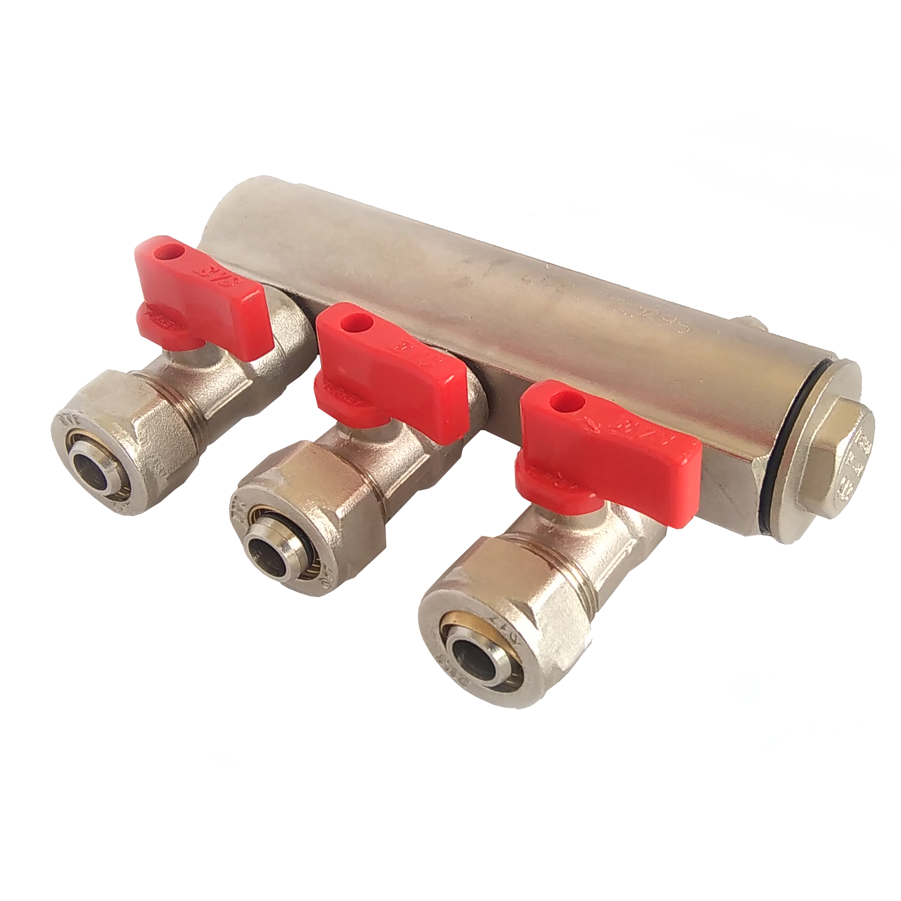 Коллектор D. 1" М/М x 16 PEX  3 выхода (с кранами шаровыми)  EVS