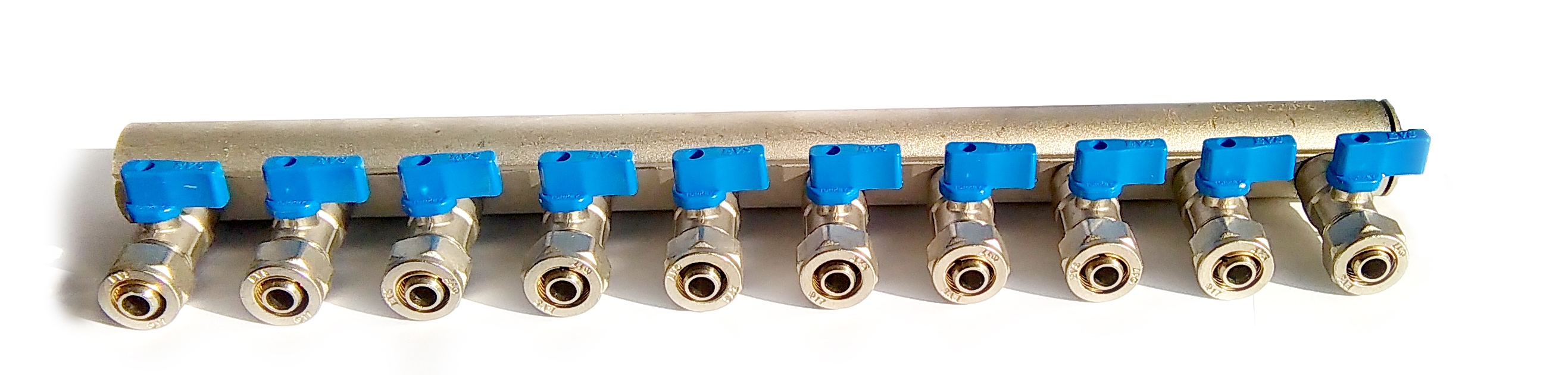 Коллектор D. 1" М/М x 16 PEX 10 выходов (с кранами шаровыми)  EVS