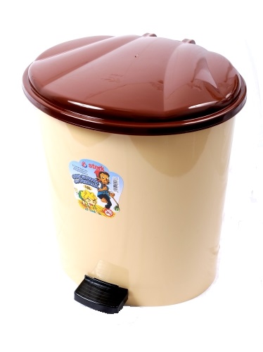 Урна для мусора с педалью 18 л (бежевый + красный)