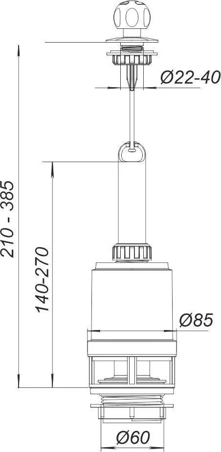 Механизм для бачка WC cмывная арматура для бачков различной высоты АС-02.00  SOLOPLAST