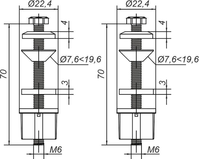 Set fixare vas WC М6x70 АСН-03.3П SOLOPLAST