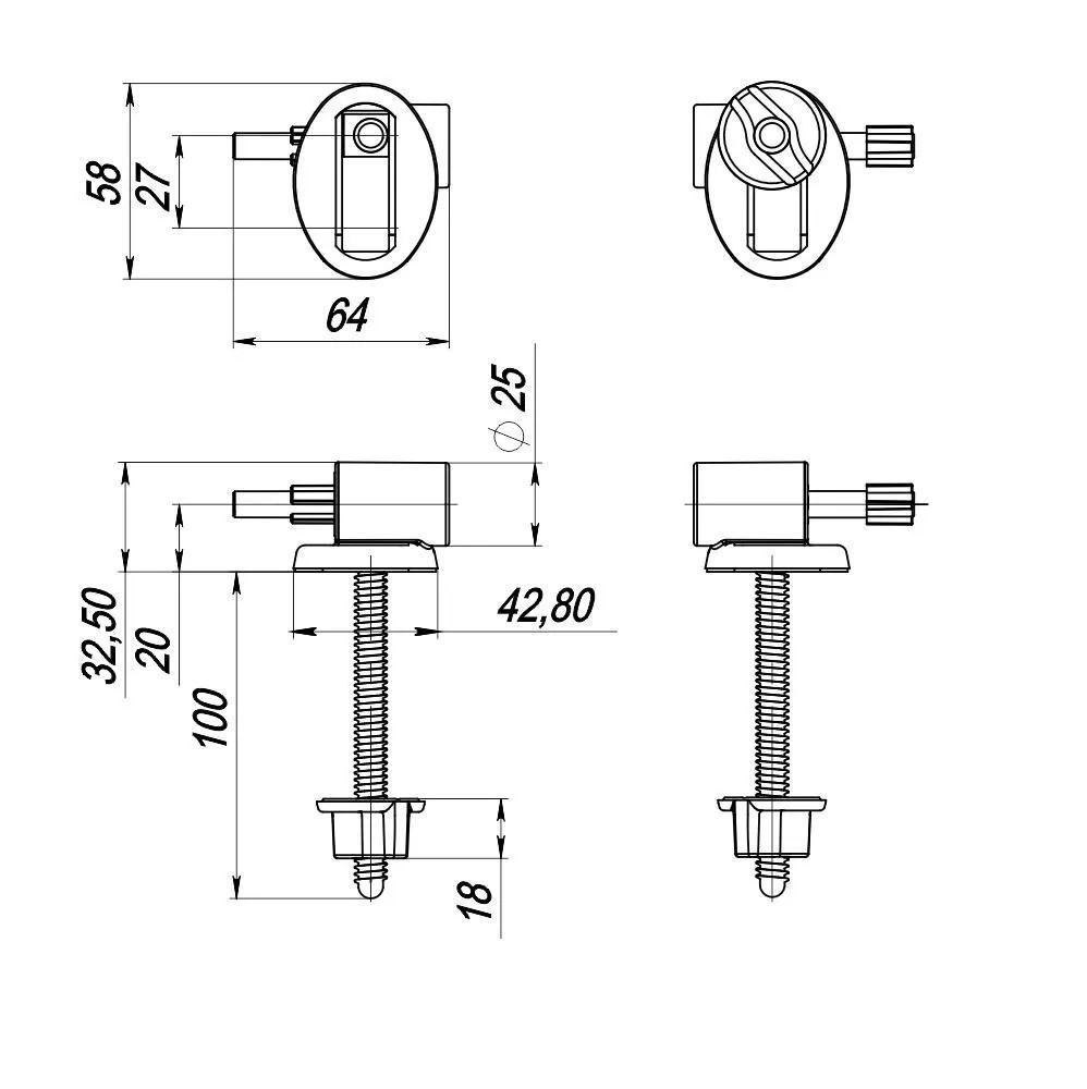 Set fixare capac WC (L=100 mm) soft close СУ-7Д.10.ЗП SOLOPLAST