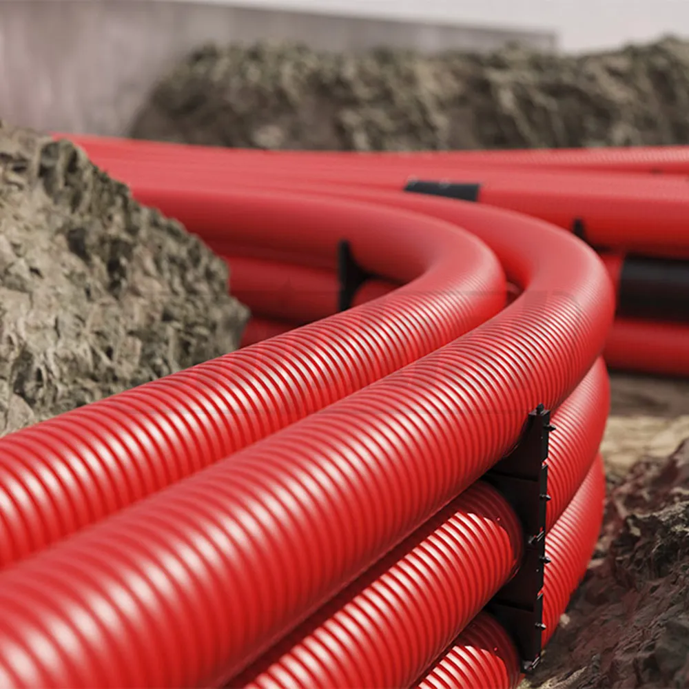 Teava corugata D. 75 (63 mm) HDPE 250 N/m ELCOR dublu strat (rosie)